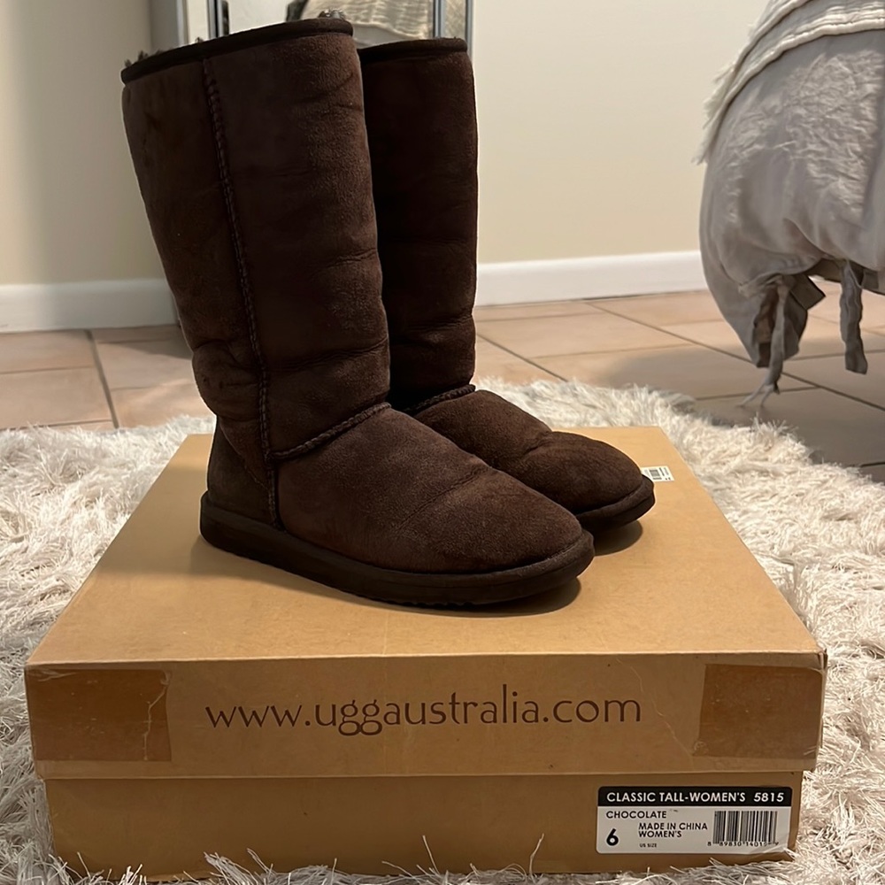 Women’s tall chocolate Uggs